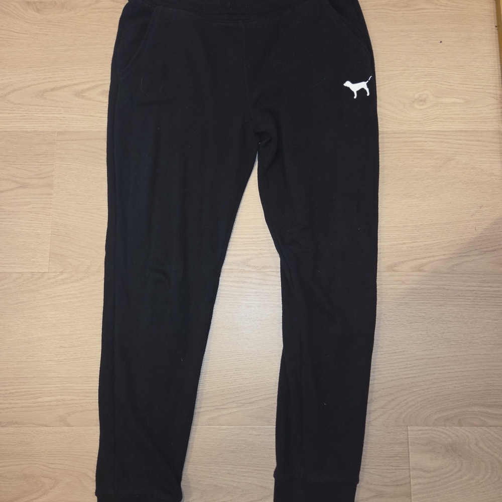 PINK Victoria's Secret Black Joggers with Logo